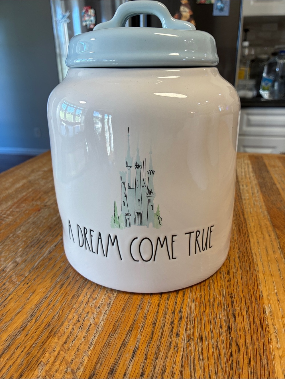 Rae Dunn Cinderella Ceramic 'A Dream Come True' Canister - White and Light Blue
